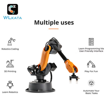 wlkata Mirobot 6DoF Mini Industrial Robotic Arm Professional Kit Programmable Lightweight Desktop Robotic Arm for K12 or 3D Printer