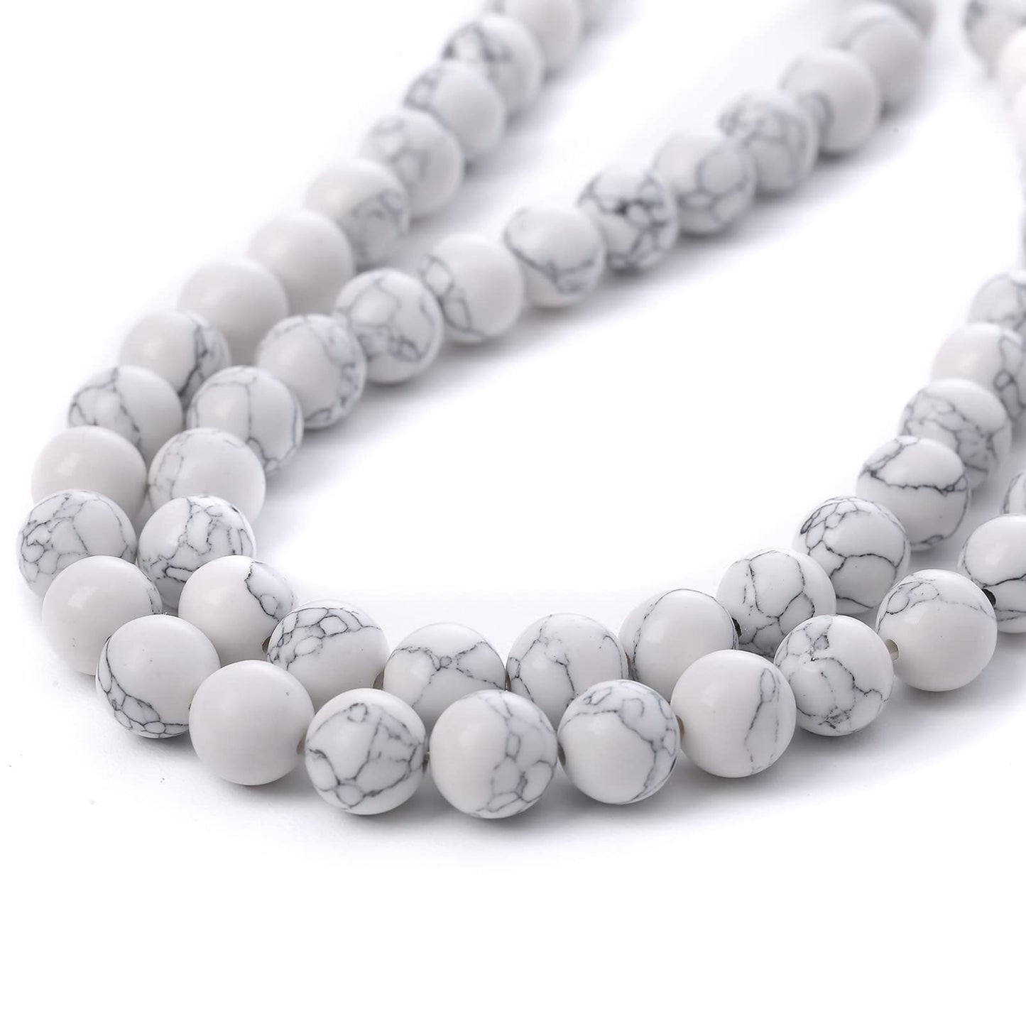 32PCS 12MM White Howlite Turquoises Round Loose Beads Natural Gemstone Beads for Jewelry Making DIY Bracelet Necklace 15"