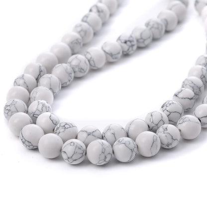 32PCS 12MM White Howlite Turquoises Round Loose Beads Natural Gemstone Beads for Jewelry Making DIY Bracelet Necklace 15"