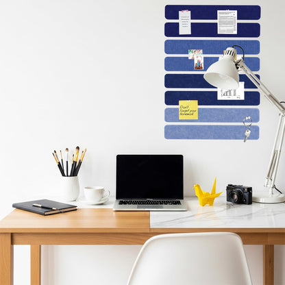 Vuzvuv 8 pcs Bulletin Board Bar Strips No Adhesive Backing with Glue Points ，Self Adhesive Cork Board for Wall，Felt Pin Board for School，Office Decor(Mix-Blue)
