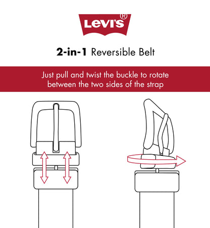 Levi's Women's Reversible Western Buckle Casual Belt, Tan/Black, X-Large