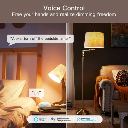 TREATLIFE Dimmable Smart Plug 2 Pack, 2.4GHz Smart Plug Works with Alexa, Google Home and SmartThings, for Dimmable LED, CFL, Incandescent and Halogen Lamps, Sunrise and Sunset Simulation, Sleep Aid