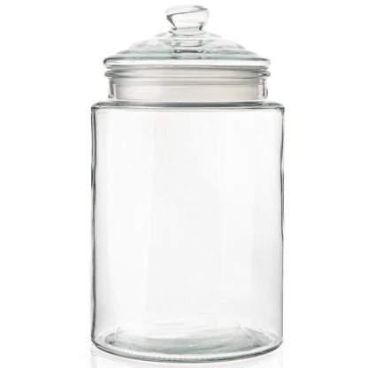 2-Gallon Tall Glass Cookie Jar with Airtight Lid – Large Kitchen Canister for Cookies, Sugar, Flour, and Dog Treats