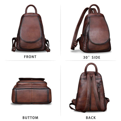 IVTG Genuine Leather Backpack for Women Shoulder Bag Fashion Designer Back Bag Classical Rucksack Casual Daypack (Coffee)