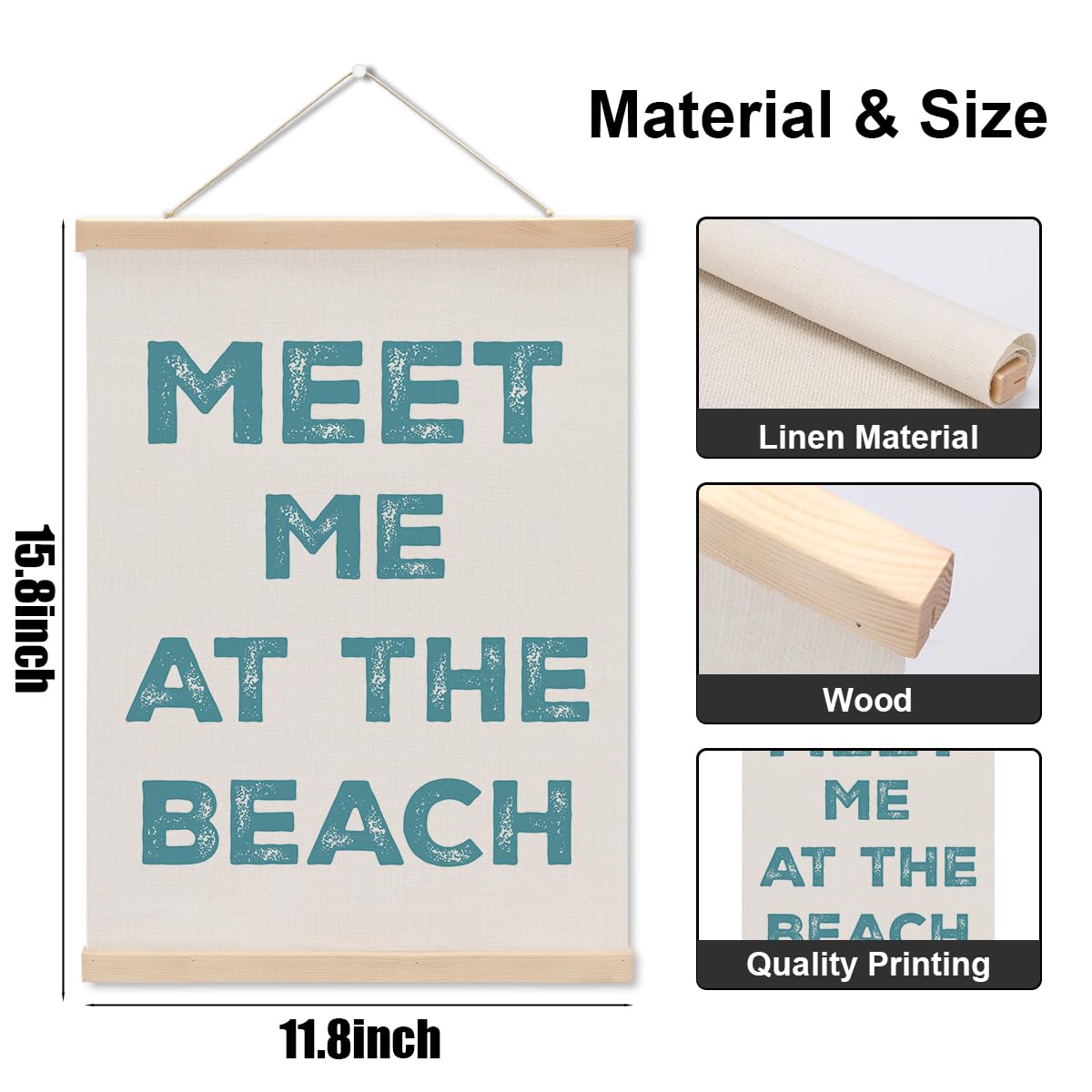 2PCS Coastal Cowgirl Room Decor - Meet Me At The Blach, Aesthetic Blue Seashell Wall Hanging Banner for Bedroom Classroom, Blue Beach Decor Gifts for Girls Room Coastal Beach Room Decor Poster Hanger