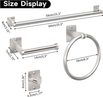 KLJKPA 20 Pieces Bathroom Accessories Set, Brushed Nickel Bathroom Hardware Set, 24 inch Towel Bar, Towel Racks for Bathroom, Robe Towel Hooks, Toilet Paper Holder Wall Mounted