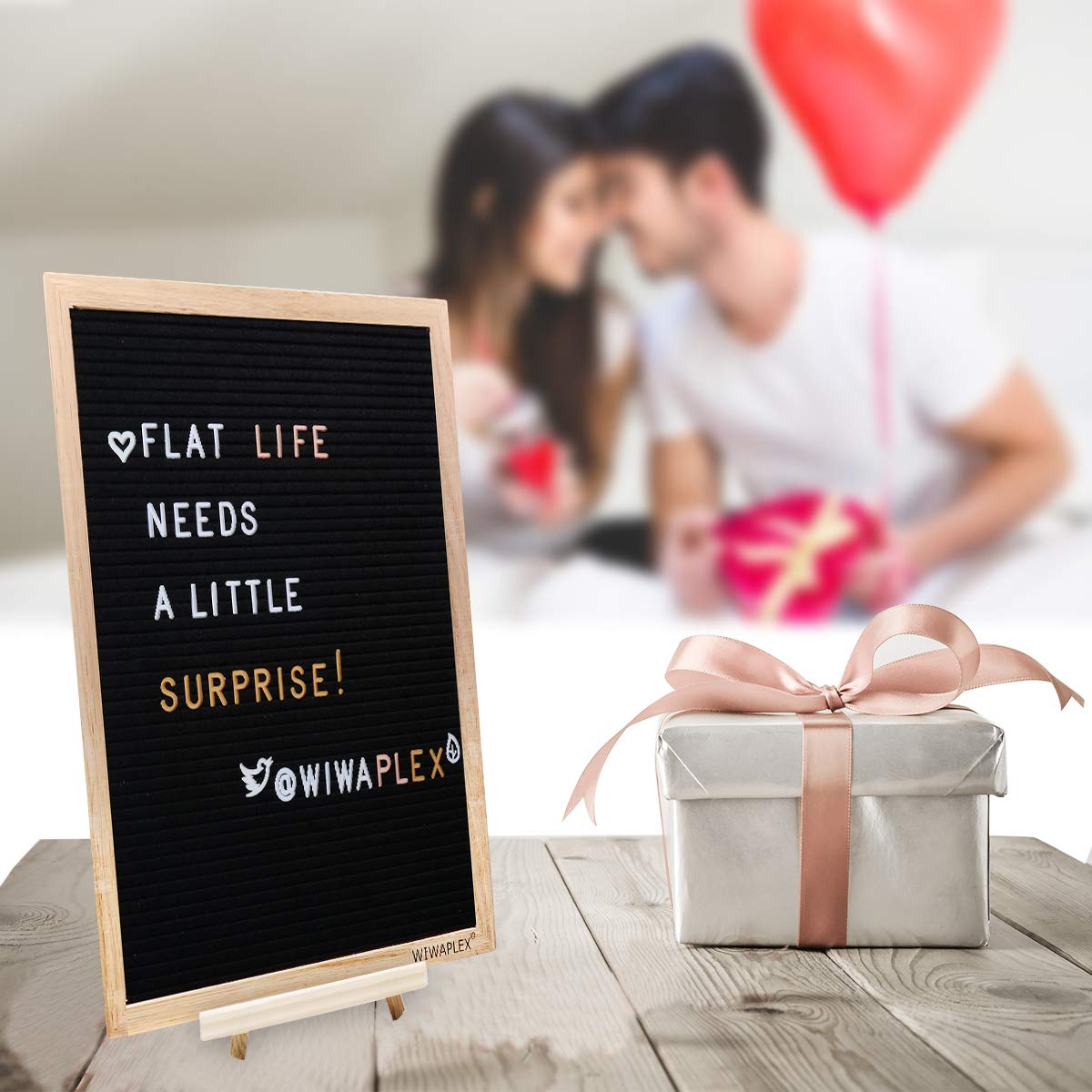 WIWAPLEX Black Felt Letter Board,Word Board Sign,16 x 12 inch Changeable Letter Board with 730 Plastic Message Board Letters Numbers Symbols Pattern,Wooden Tripod Stand, Scissors, 3 Free Storage Bags