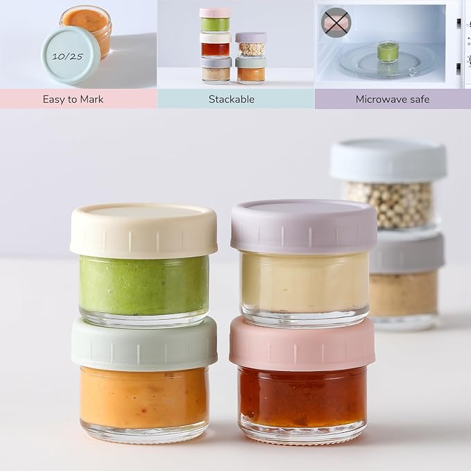 VITEVER [6 Pack] Salad Dressing Container To Go, 1.7 oz Glass Small Condiment Container with Lids, Dipping Sauce Cups Set, Leakproof Reusable Sauce Containers for Lunch Box Work Trip.