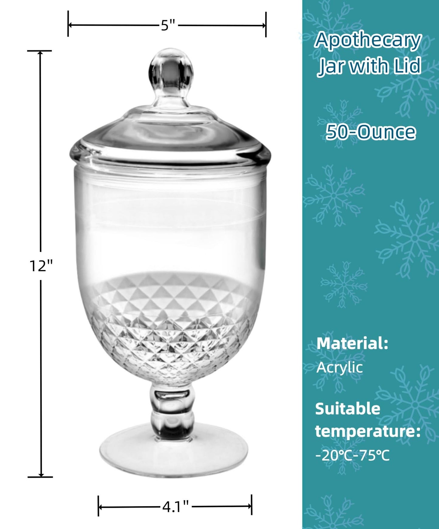 Moflekja Apothecary Jar with Airtight Lid in Premium Acrylic Plastic, Decorative Weddings Candy Buffet, Elegant Storage Jar, 50-Ounce