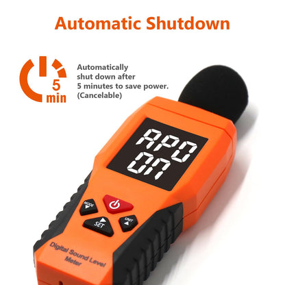 Sound Level Meter Reader with HD Backlit LCD Decibel and Ambient Temperature Meter, Sound & Noise Meter SPL Tester with Alarm, Fast/Slow, Data Hold, MAX/MIN, Auto Power-Off for Noisy Neighbors Office