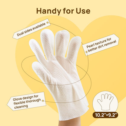 HICC PET Cleaning Deodorizing Glove Wipes for Dogs & Cats, Vet Recommended Hypoallergenic Pet Cleaning and Hydrating Glove Wipes, Nourish Fur Coconut Oil Pet Bathing Wipes for Horse Coat Care