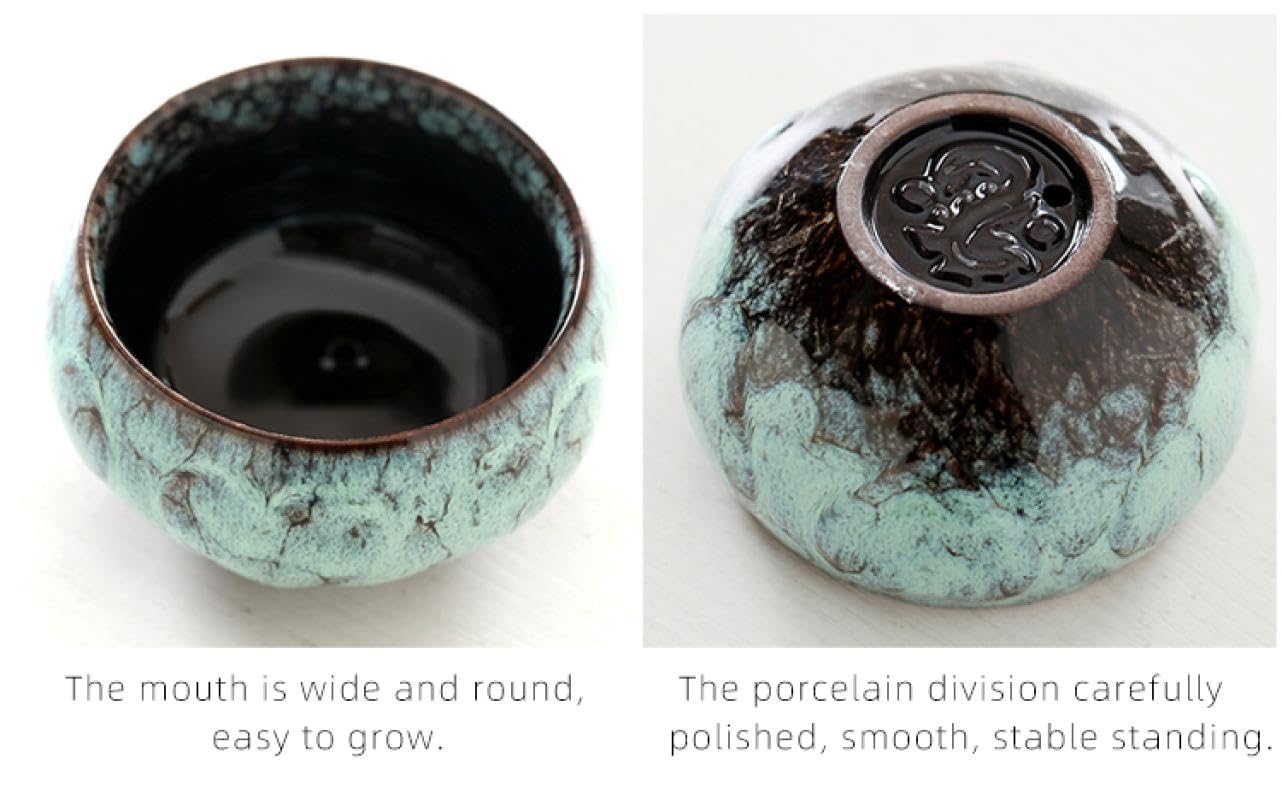 YYW Succulent Pots with Drainage Ceramic Plant Pot Indoor Small Flower Cactus Pots with Tree Tier Bamboo Stand Shallow Planter for Garden Windows Home Office Decor Plant Lovers Gifts