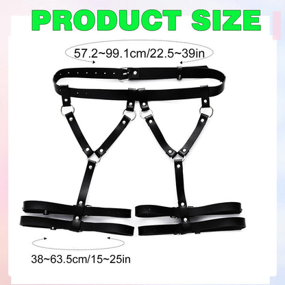 TWINKLEDE Black Leather Belt Leg Thigh Rave Nightclub Body Accessories for Women