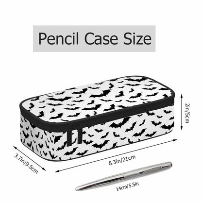 Xuwenz Black White Bats Pencil Case Halloween Bat Large Large Capacity Pen Pouch for School Student Office Adult Girl Boy