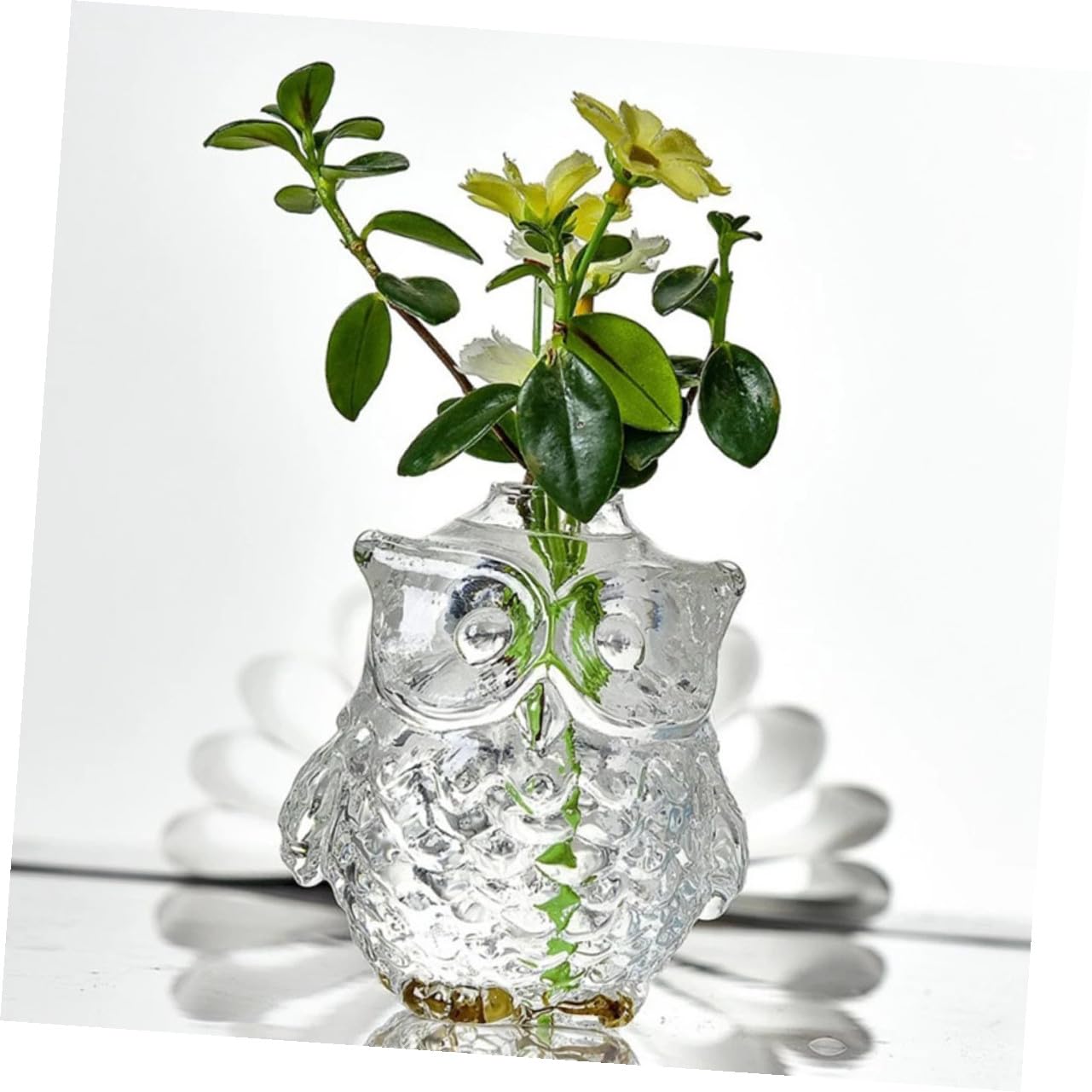 STOBAZA 2pcs Owl Shaped Glass Vase Hydroponic Flower Arrangement Holder 9x7.5x8.5cm Desktop Decorative Plant Terrarium for Home Office