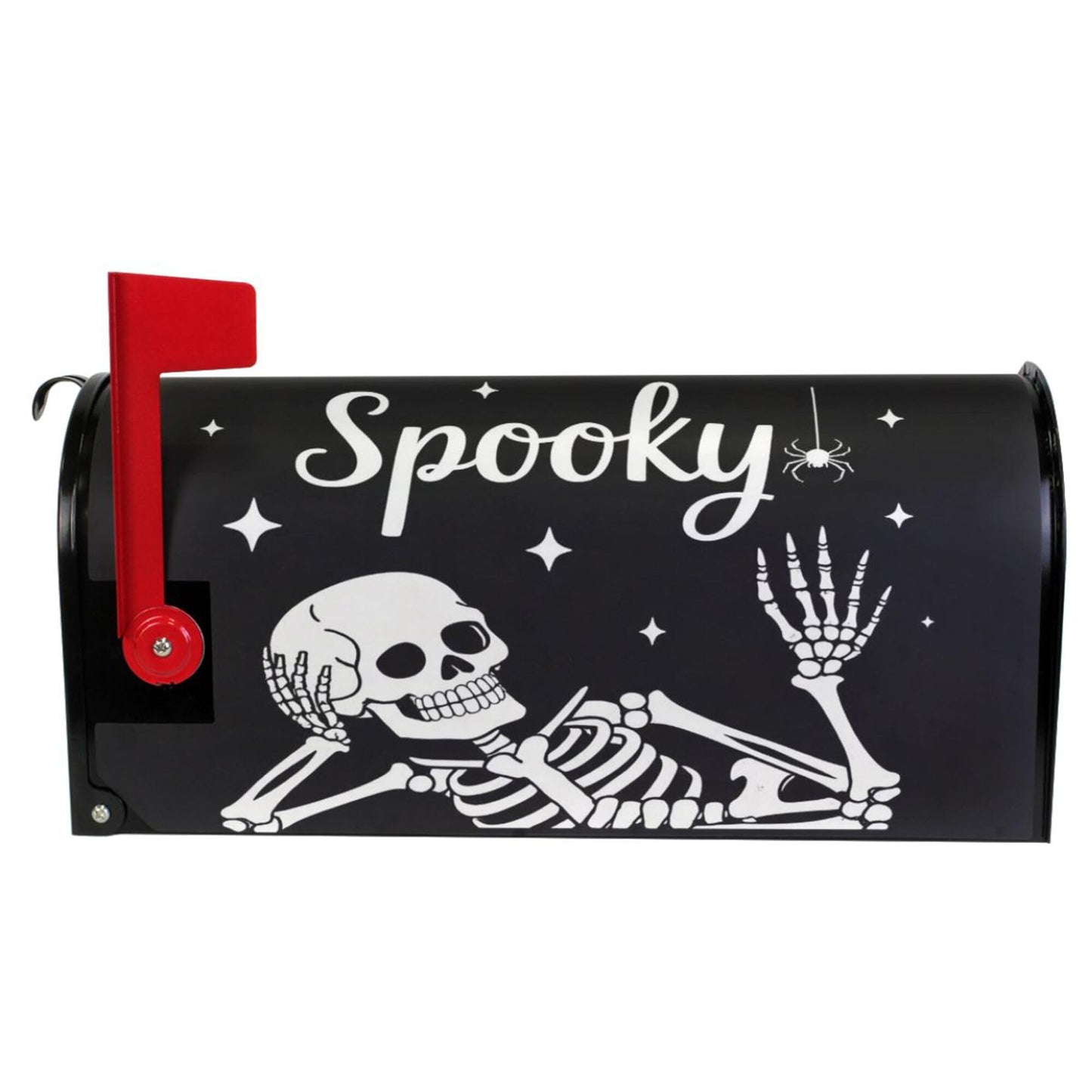 Wamika Halloween Ghost Boo Magnetic Mailbox Covers Spooky Skull Skeleton Black Mailbox Cover Standard Size Full Magnet Garden Yard Porch Mail Boxes Cover Holiday Decorations 21" L x 18" W