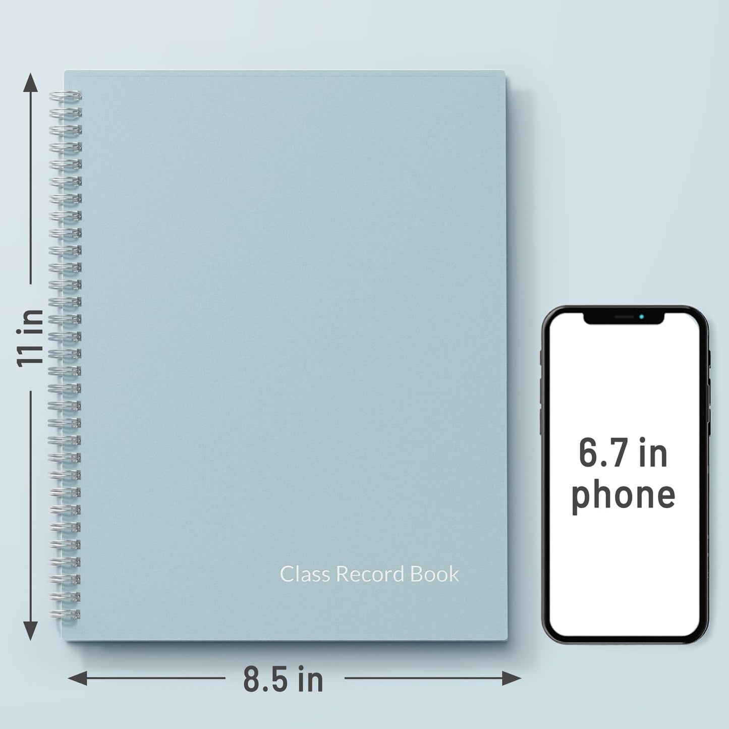 SUNEE Teacher Class Record Book for 9-10 weeks, 36 Names, 8.5x11 Inch, 104 Pages (52 Sheets), 100gsm Thick Paper, Larger Grade Recording up to 36 Students with Water-Resistant Plastic Cover, Blue