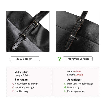 Kattee Vintage Genuine Leather Tote Shoulder Bag for Women Satchel Handbag with Top Handles (Black)