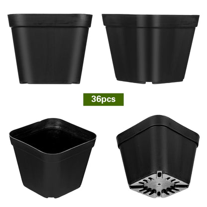 Ubamdom 36 Pcs Nursery Pots 4 Inch, Plastic Seed Starting Pot with Drainage Holes, Sturdy Seedling pots for Planting, Succulents, Transplanting, Cuttings (Black)