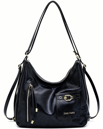AFMKTICA Y2K Trendy Purse for Women, Leather Buckle Punk Hobo Clutch Purses Bags for Ladies Top Handle Shoulder Bag (Bigblack)