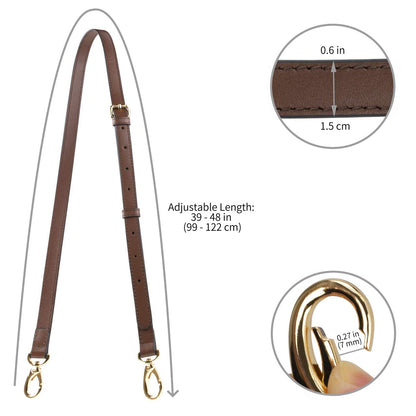 Allzedream Genuine Leather Purse Strap Replacement Crossbody Handbag Long Adjustable (Dark brown)
