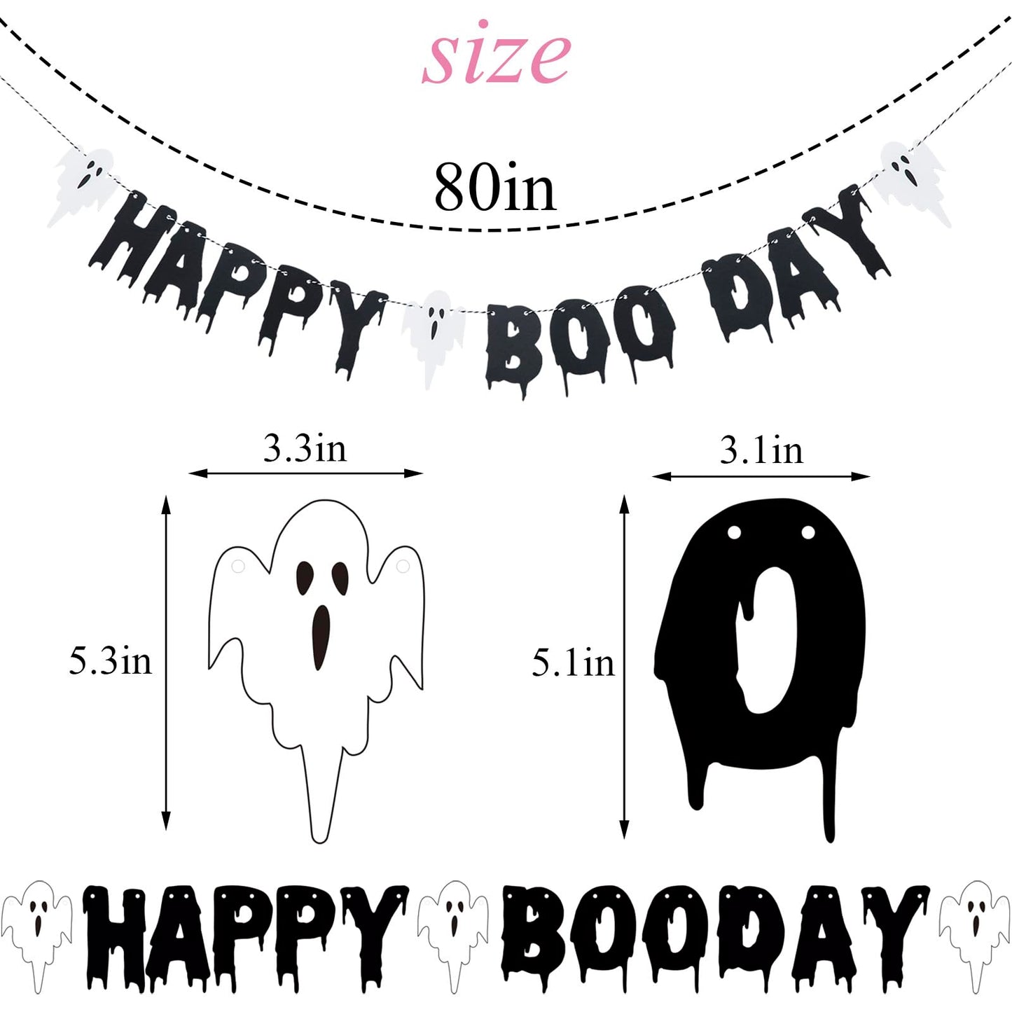 Happy Boo Day Banner, Boo Day Garland, Halloween Party Decorations, Spooky Party Supplies, Halloween Birthday Banner, Perfect Indoor Ghost Decoration, Melting Dripping Ghost