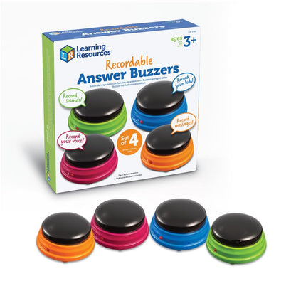 Learning Resources Recordable Answer Buzzers - Classroom Must Haves Supplies, Kids Toys, Sound Effect Button, Family Game Shows For Trivia, Participation Tools Boys and Girls Birthday Gifts