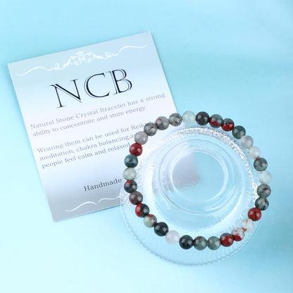 Bymitel 6mm African Bloodstone - Handmade Reiki Gemstone Stretch Bracelet, Natural Beauty & Spiritual Essence, Crystal Healing for Unisex Adults