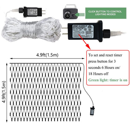 Vicila Net Light Outdoor Mesh Christmas Decorations, 100LED String Light Plug in Connectable Tree Warp Hanging 5ft x 5ft for Halloween, Shrubs, Lawn, Backyard, Walkway, Bushes, Garden Decor-Purple
