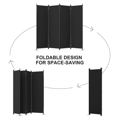 Room Divider, 4 Panel Folding Privacy Screen, 88” Portable Separating with 3 Metal Feet, Partition Room Dividers, Lightweight Freestanding Wall Divider Screen for Office Bedroom Hospital(Black)