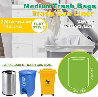 SWIHELP Tall Kitchen Trash Bags 13 Gallon Garbage Bags 50 Liters Plastic Trash