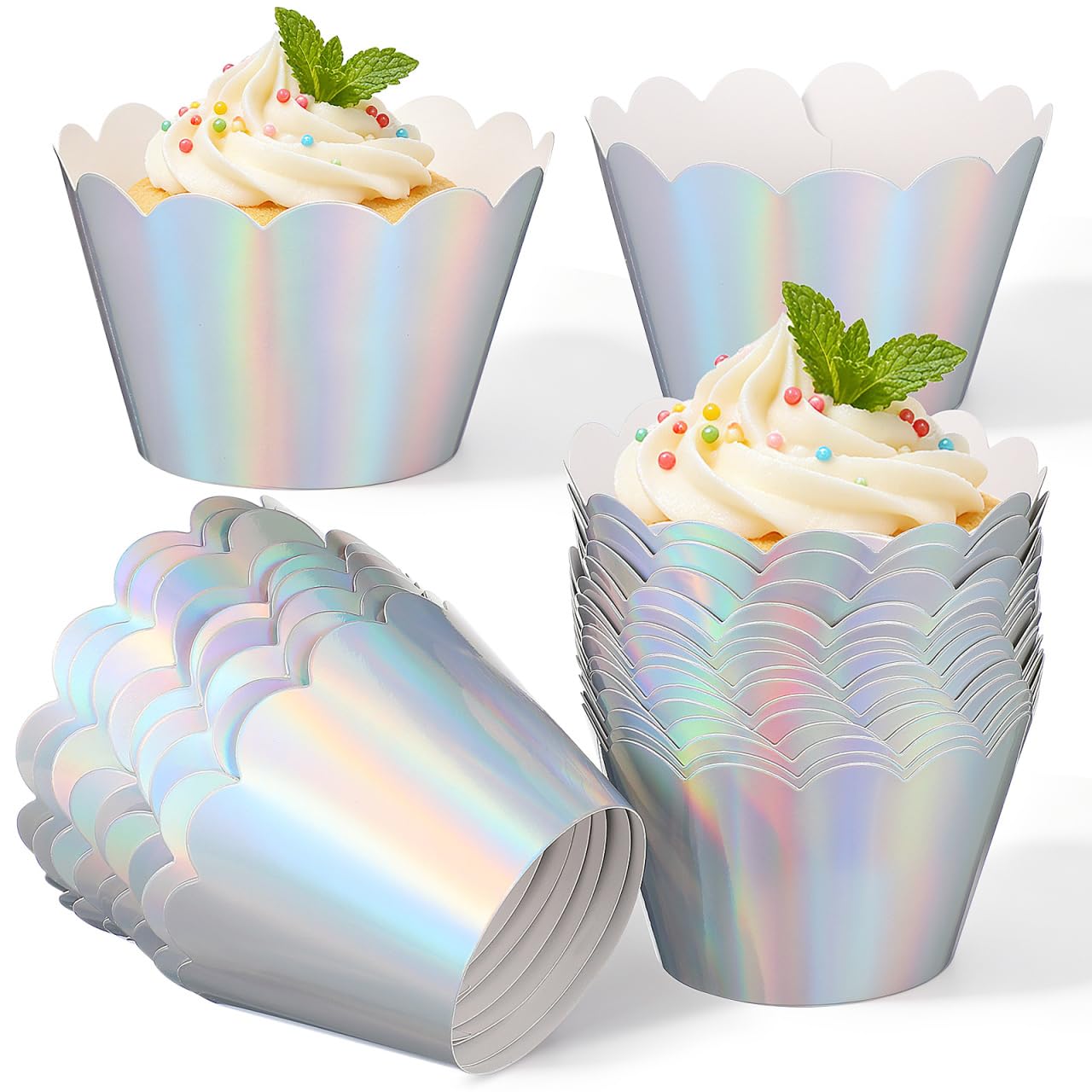 48Pcs Rainbow Cupcake Liners Cupcake Wrappers Holders Muffin Liners Baking Cups Papers Baking Cups for Wedding Birthday Party Decoration