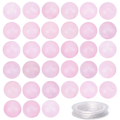 100Pcs Natural Crystal Beads Stone Gemstone Round Loose Energy Healing Beads with Free Crystal Stretch Cord for Jewelry Making (Rose Quartz, 8MM)
