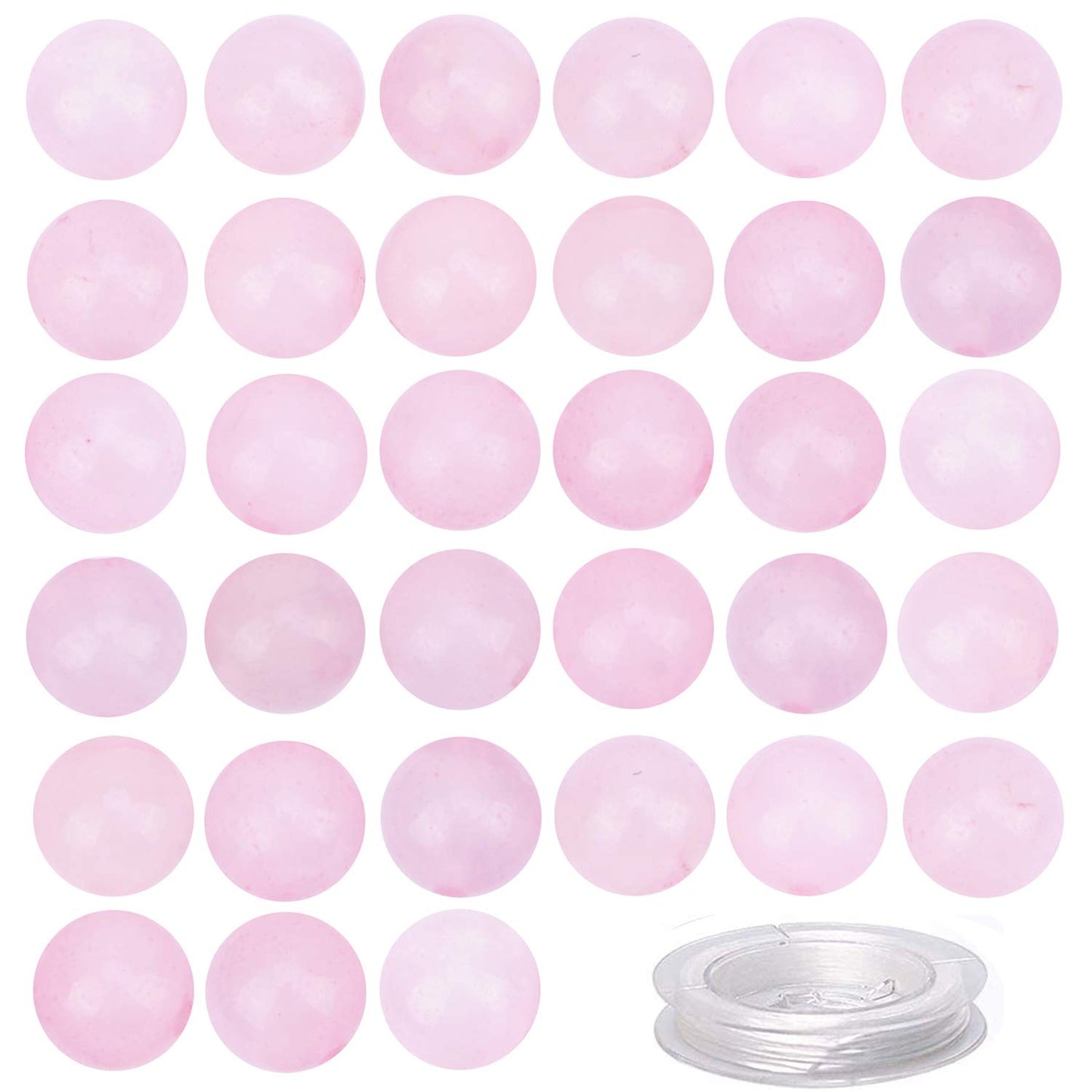 80Pcs Natural Crystal Beads Stone Gemstone Round Loose Energy Healing Beads with Free Crystal Stretch Cord for Jewelry Making (Rose Quartz, 10mm)
