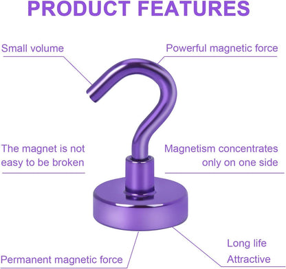 DIYMAG Magnetic Hooks, 30Lbs Strong Heavy Duty Cruise Magnet S-Hook for Classroom, Fridge, Hanging, Cabins, Grill, Kitchen, Garage, Workplace and Office Etc, (20 Pack-Purple)