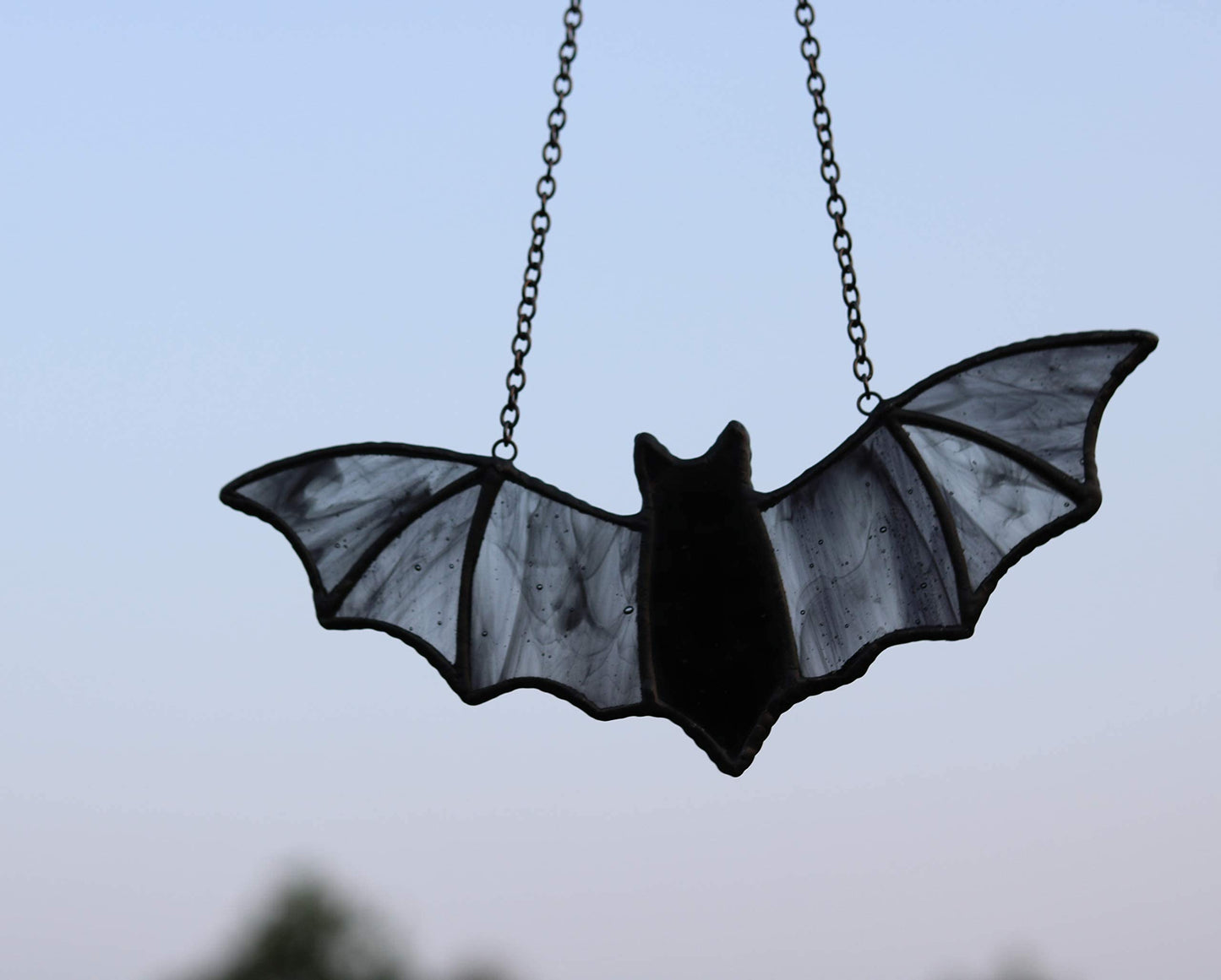 HAOSUM Bat Stained Glass Window Hanging Suncatcher for Window,Halloween Bat Decoration 7.1×3.0 inch…
