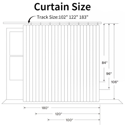 Room Divider Blackout Curtains Extra Wide Ceiling Mounted Curtains Track Sets for Room Separation,Thermal Insulated Noise Reduction Privacy Partition Curtains for Bedroom(Black,100W×84L)