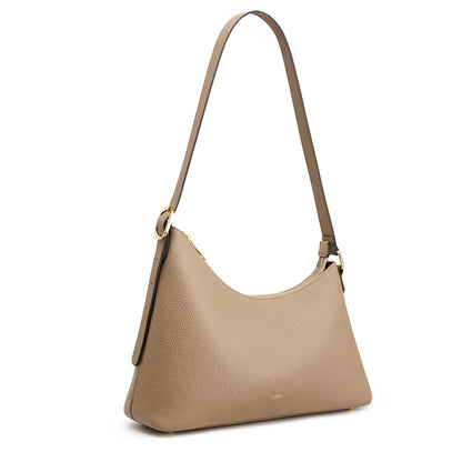 Kattee Shoulder Bag for Women Trendy, Leather Hobo Handbags and Purses, Work Tote Curved Designer Bag with Card Pockets & Adjustable Strap, Apricot