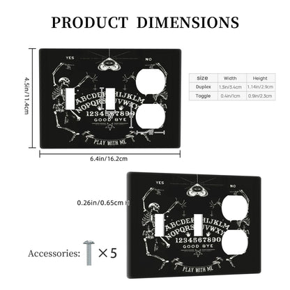 Gothic Skull Mysterious Skeleton 3 Gang Combination 2 Toggle 1 Duplex Receptacle Outlet Covers Light Switch Cover Combo Wallplate Decorative Faceplate