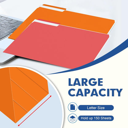 File Folder, PANDRI 120 Pack Colored File Folder, 1/3 Cut Tab, Letter Size, Assorted 12 Colors Filing Folder for Office School Business