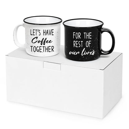 YHRJWN Couples Gifts, Let's Have Coffee Together For The Rest Of Our Lives Mug, Engagement Gifts for Couples, Anniversary Wedding Presents for Him Her, 15Oz