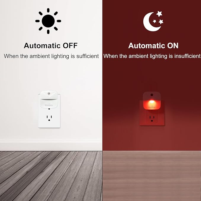 LED Night Lights Plug into Wall,Soft Night Light with Dust to Dawn Sensor,Nightlight for Travel,Kitchen,Adults, Bathroom,Bedroom,Stairs,Nursery,Hallway,6 Packs,Red Light