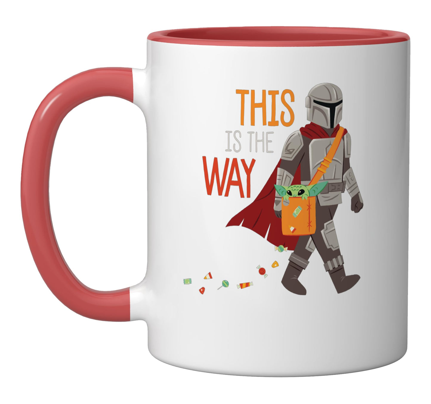 Star Wars The Mandalorian Grogu This is The Way Halloween Ceramic Mug, Red/White