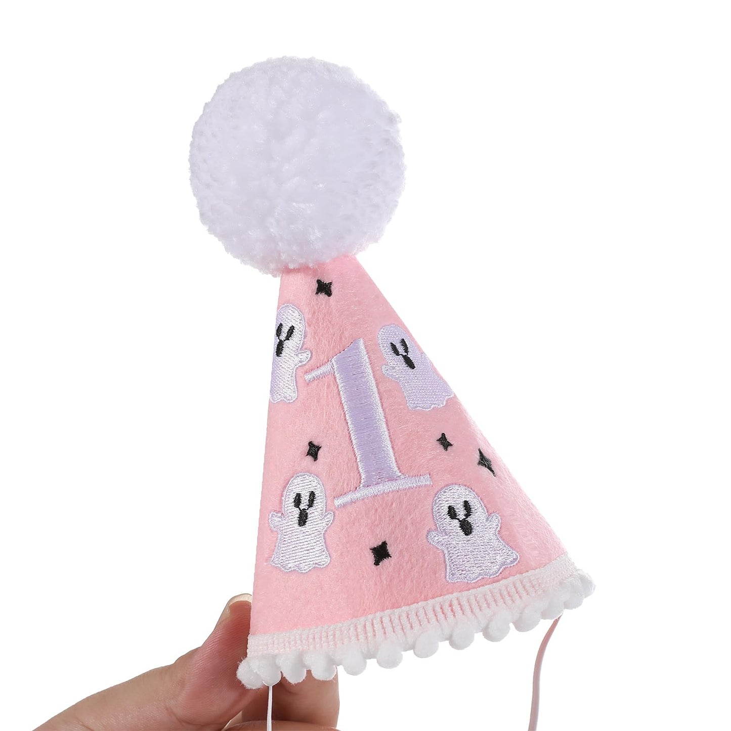 Kaniwati Spooky One First Birthday Hat - Pink Ghost 1st Birthday Hat, Halloween Horror 1st Party Decorations, First Photo Prop