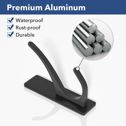 pickpiff Matt Black Self Adhesive Coat Hooks for Hanging: 13LB Extra Strong Stainless Wall Hook for Towel, Utensil, Backpack, Hat, Sturdy Metal Hanger for Bathroom, Kitchen, Door, 6-Pack