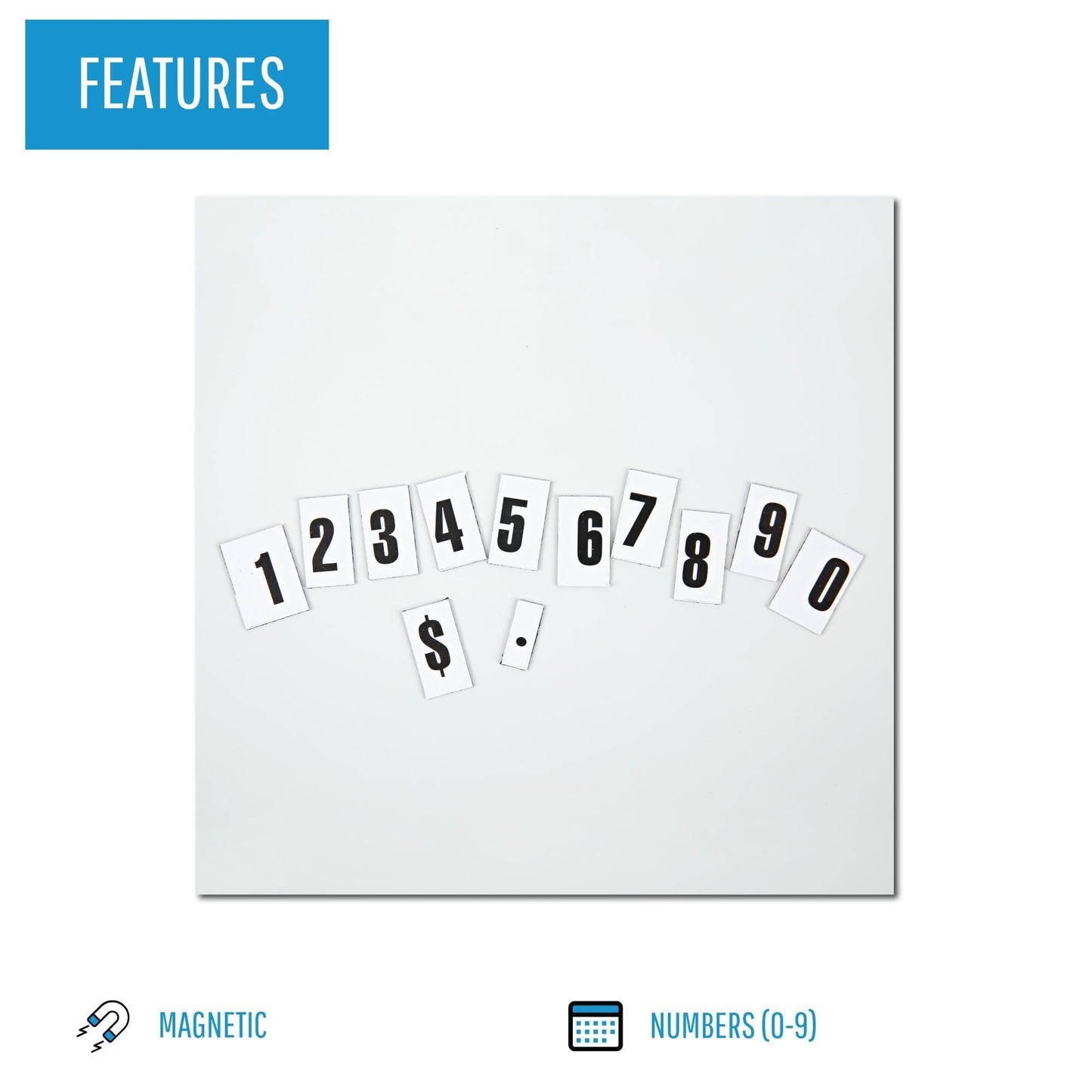 MasterVision Interchangeable Magnetic Board Accessories, Numbers, Black, 0.75" h