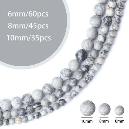 Siomia 60pcs 6mm Natural Map Jasper Gemstone Beads Energy Healing Crystal Round Loose Stone Beads for Jewelry Making, DIY Bracelets Necklaces