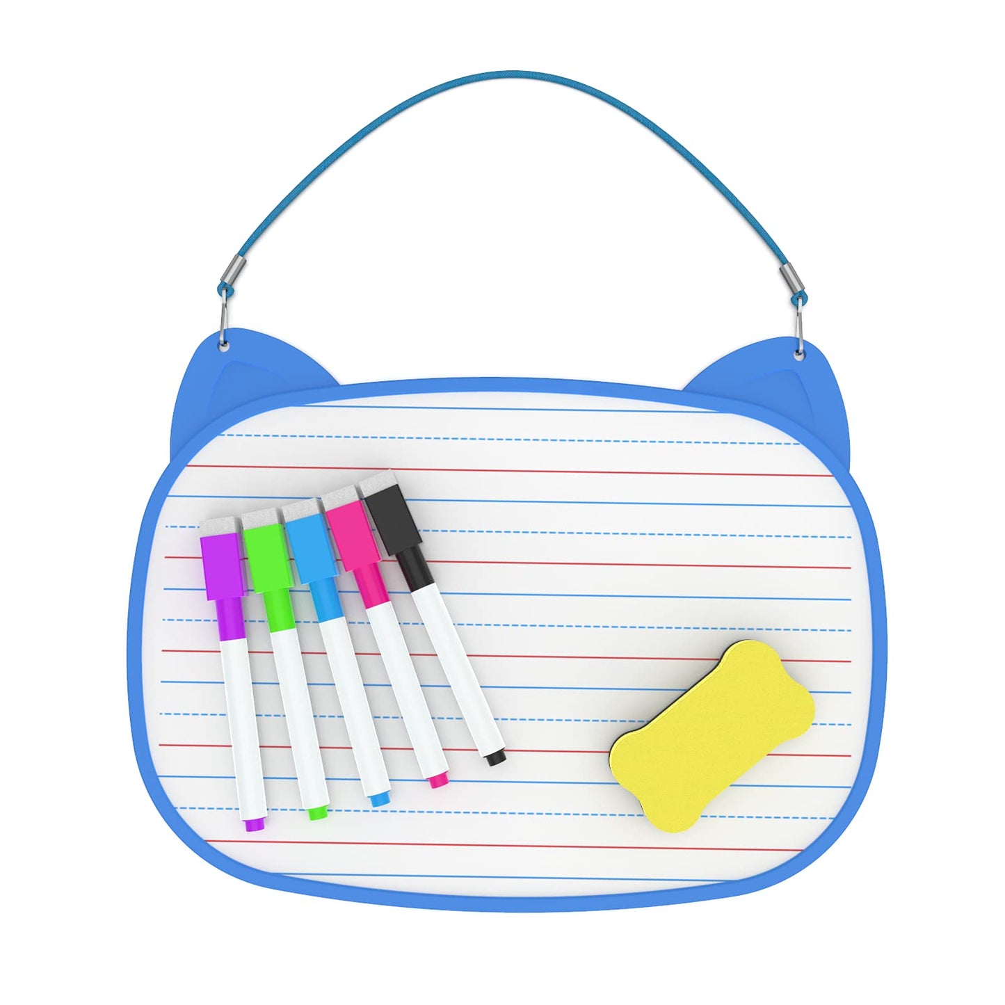 Small White Board, Small White Board 12x9 with 5pcs Dry Erase Markers, Double Sided Lapboard with Lines, Mini Hanging Whiteboard for Office (Blue)
