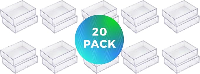 Gary Plastic Packaging 20 Pack Clear Acrylic Card Storage Boxes with Lids - 3 1/2" L x 2 1/2" W x 1/2" H Baseball Card Storage Box, Sports Card Boxes and Magic Card Storage Box - Made in USA