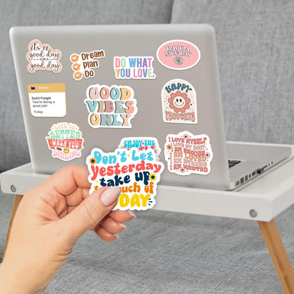 300PCS Motivational & Affirmation Stickers by Puraesla – Holographic Pack for Vision Board, Inspirational Decals for Water Bottles, Laptops, Planners, Journals, Scrapbooks & Teachers